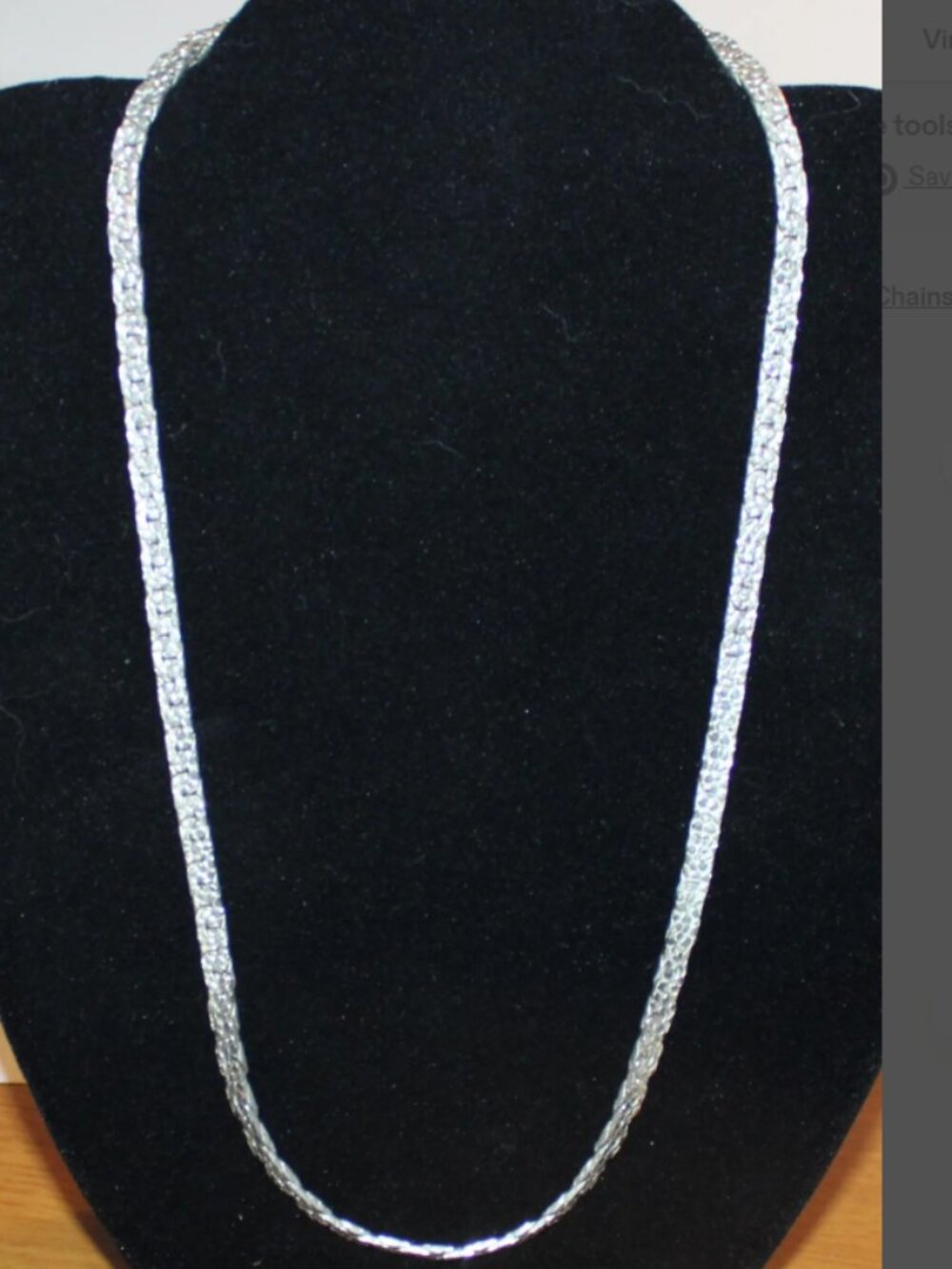 Byzantine Silver Tone 20 Inch Necklace Vintage Flat Link Chain Costume Jewelry